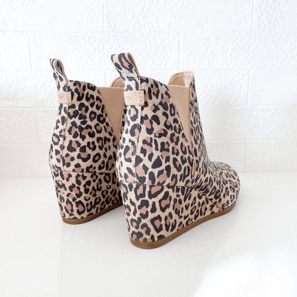NWOT Toms Womens Kelsey Wedge Booties Leopard Print Size 9.5 - Picture 7 of 8
